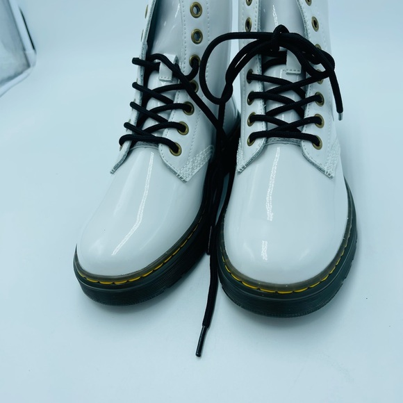 Dr. Martens Zavala White Patent Leather Combat Boots - Picture 16 of 16